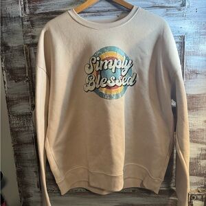 SHEIN Cream Crewneck Sweatshirt with Simply Blessed